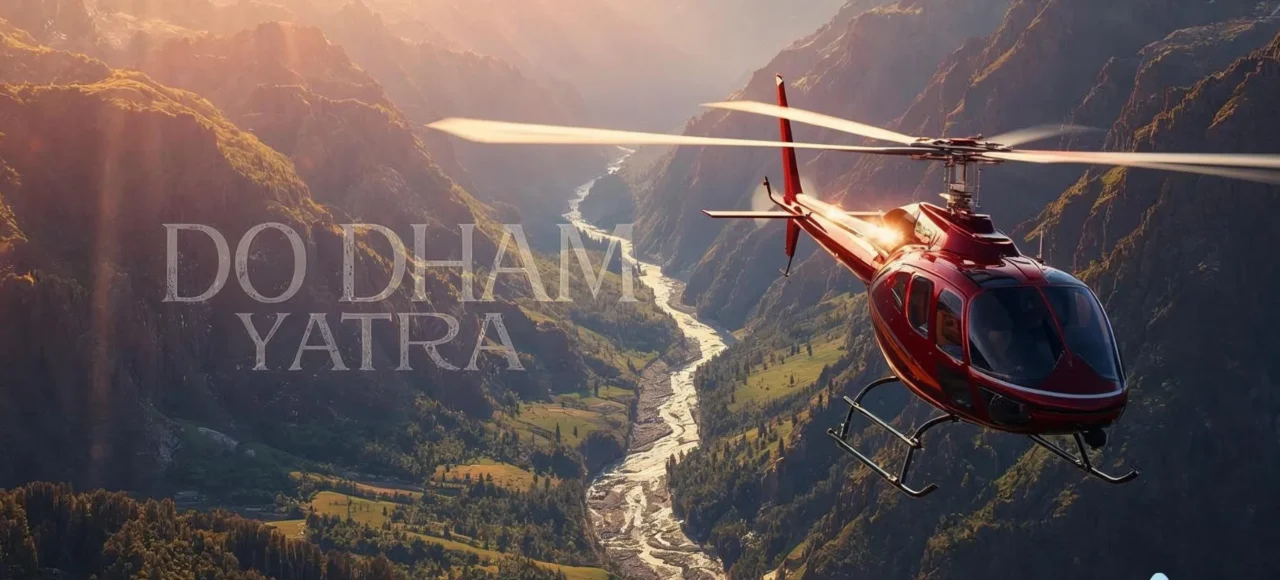 Scenic aerial view of Himalayan mountains captured during Do Dham Yatra by helicopter