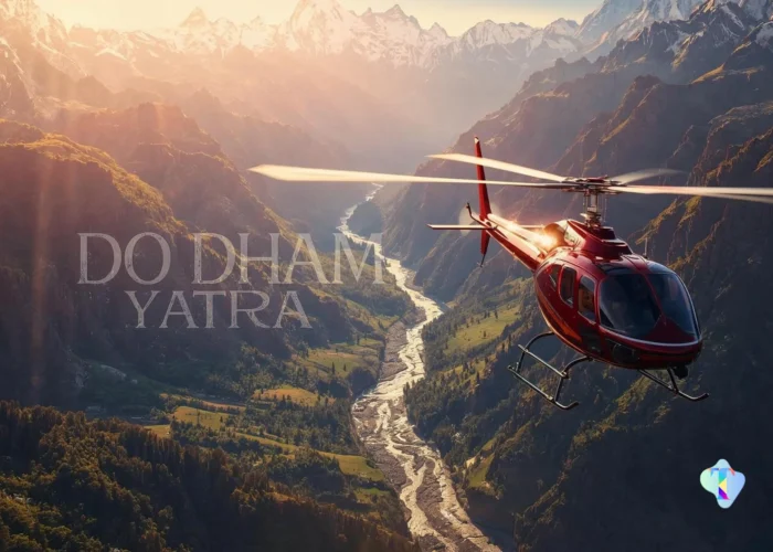 Scenic aerial view of Himalayan mountains captured during Do Dham Yatra by helicopter