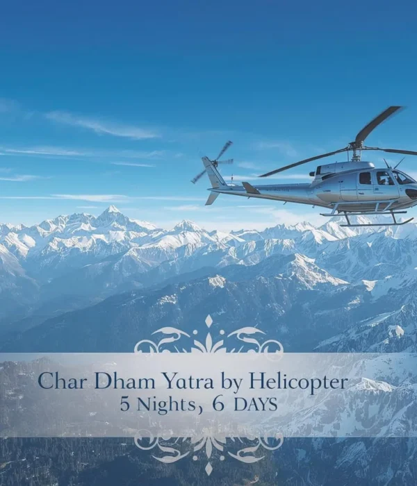 Aerial perspective of the Do Dham Yatra helicopter route, highlighting Kedarnath and Badrinath temples along with the stunning Himalayan landscapes, offering pilgrims a fast, comfortable, and memorable spiritual journey from Delhi.