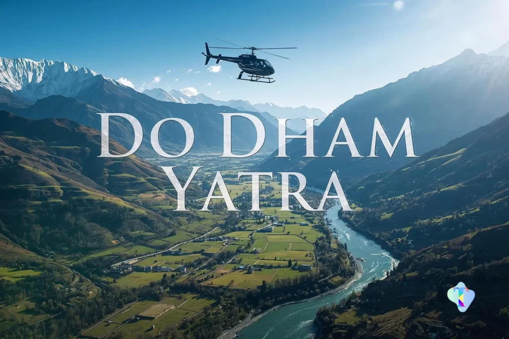 Helicopter parked in the Himalayas for Do Dham Yatra pilgrimage tour