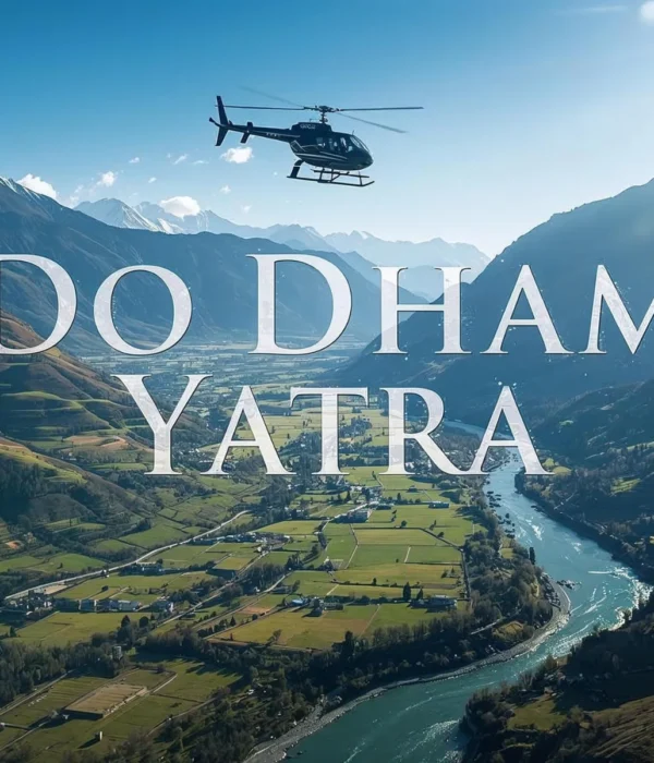 Helicopter parked in the Himalayas for Do Dham Yatra pilgrimage tour