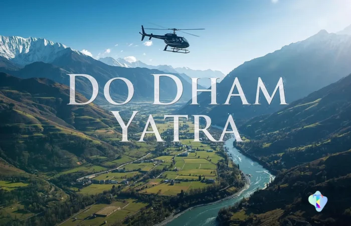 Helicopter parked in the Himalayas for Do Dham Yatra pilgrimage tour