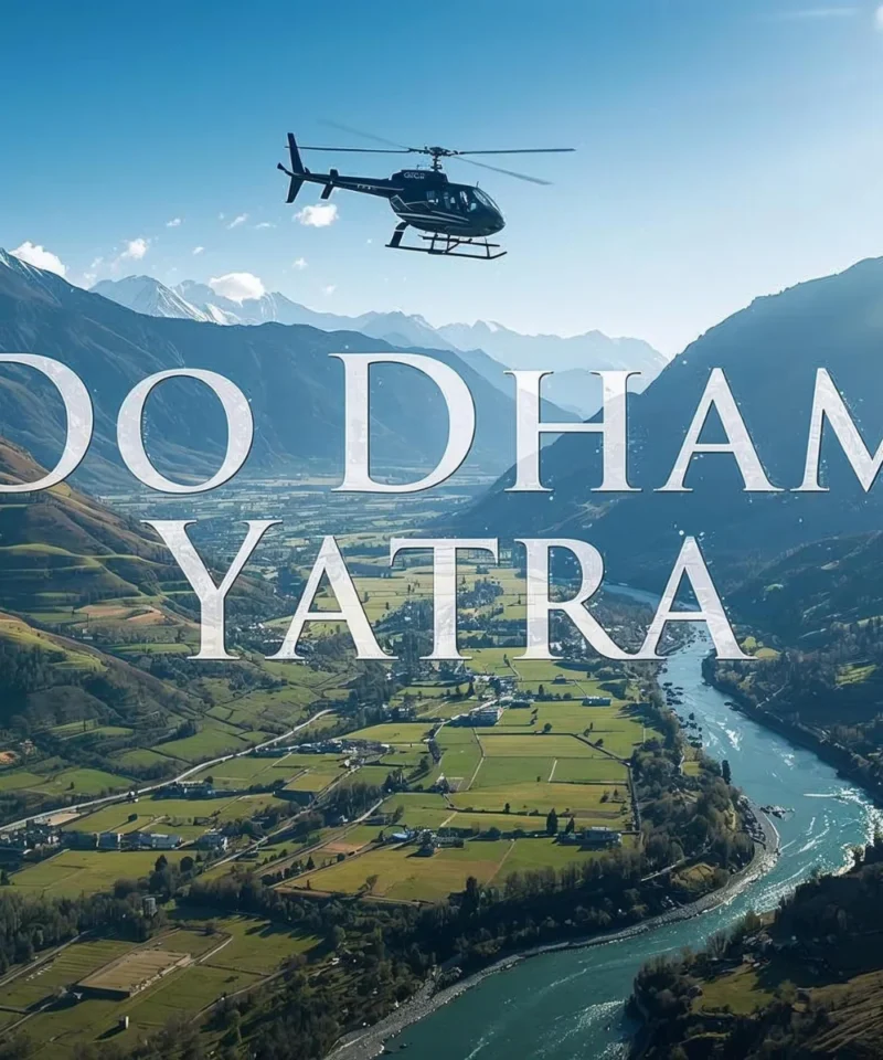 Helicopter parked in the Himalayas for Do Dham Yatra pilgrimage tour