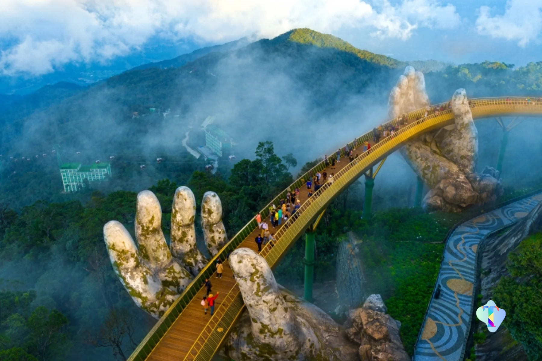 Scenic aerial view of Vietnam’s Ho Chi Minh, Da Nang, Hanoi, and Halong Bay during the 7N/8D tour, showcasing beautiful landscapes, cultural landmarks, and an unforgettable travel experience for tourists.