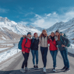 Women bikers on the all-girls winter expedition to Spiti Valley with Tripvedas Yatra and Holidays, exploring snow deserts, monasteries, and high-altitude villages