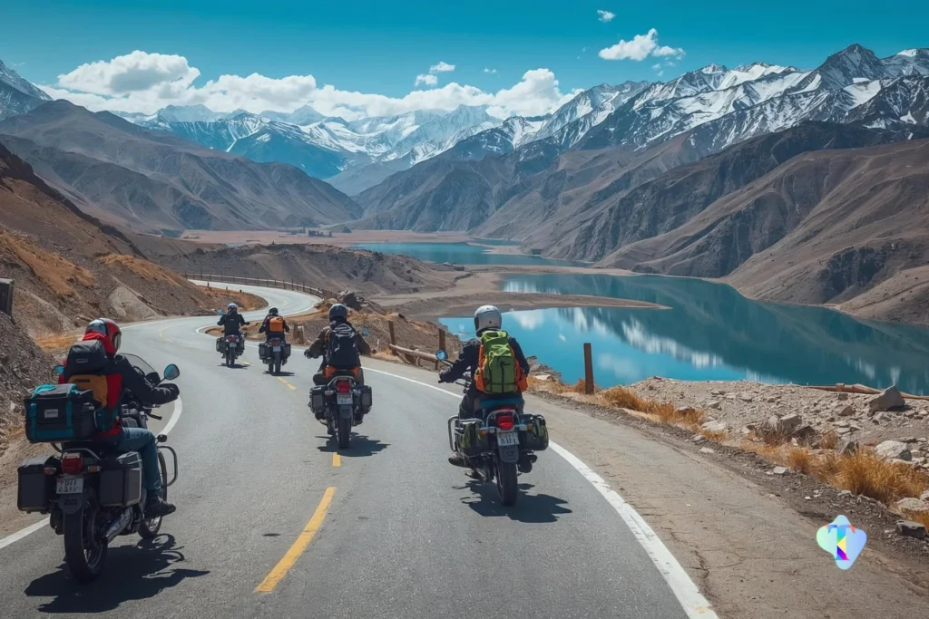 Group of bikers on the epic Leh Ladakh route exploring Hanle, Umling La and Tso Moriri with Tripvedas Yatra and Holidays Experience the Ultimate Leh Circuit through Nubra Valley, Pangong Lake & Khardung La. Ultimate Leh Circuit