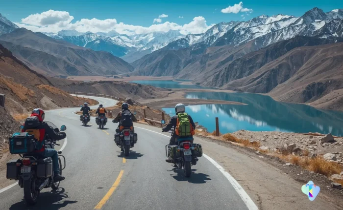Group of bikers on the epic Leh Ladakh route exploring Hanle, Umling La and Tso Moriri with Tripvedas Yatra and Holidays