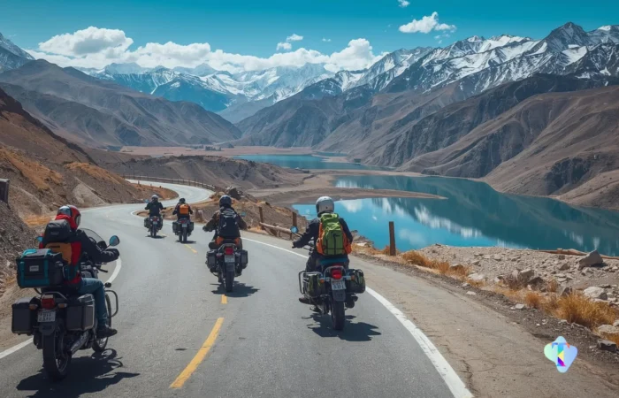 Group of bikers on the epic Leh Ladakh route exploring Hanle, Umling La and Tso Moriri with Tripvedas Yatra and Holidays