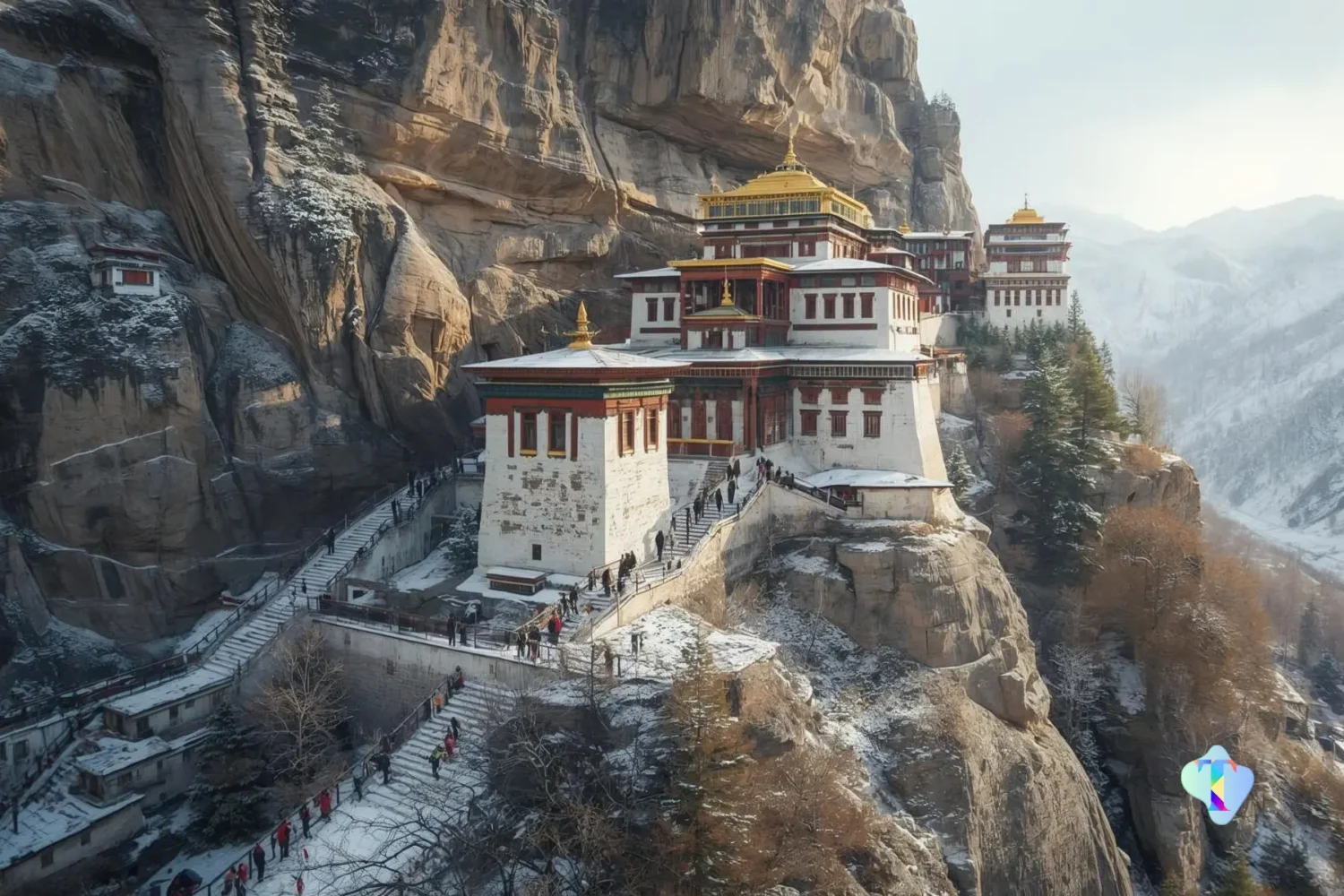 Bikers riding through the rugged Himalayan mountains on a high-altitude expedition organized by Tripvedas Yatra and Holidays