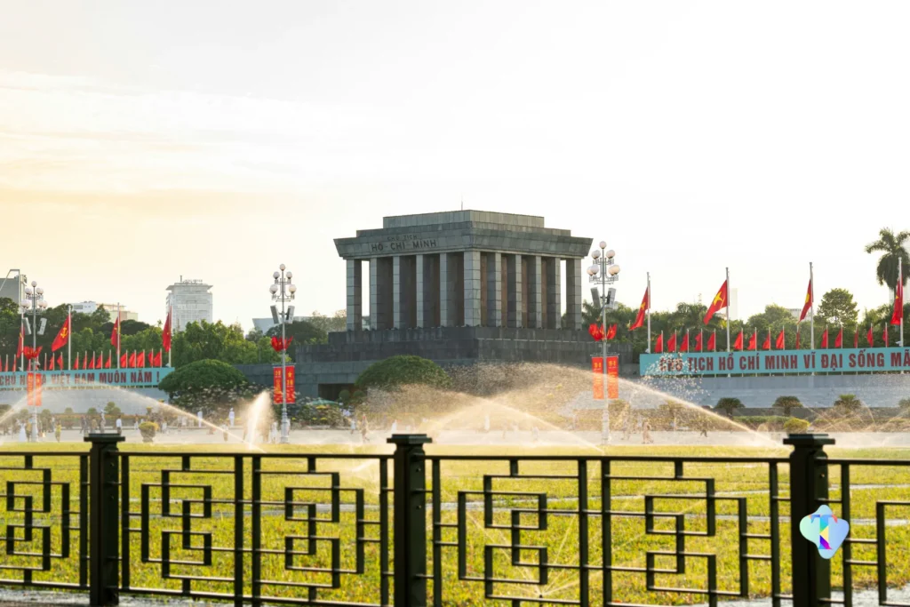 Scenic aerial view of Vietnam’s iconic destinations including Ho Chi Minh, Da Nang, Hanoi, and Halong Bay during the 7N/8D tour, offering travelers a blend of cultural heritage, historical landmarks, and natural beauty.