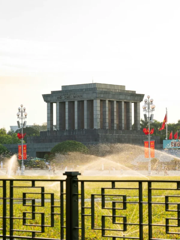 Scenic aerial view of Vietnam’s iconic destinations including Ho Chi Minh, Da Nang, Hanoi, and Halong Bay during the 7N/8D tour, offering travelers a blend of cultural heritage, historical landmarks, and natural beauty.