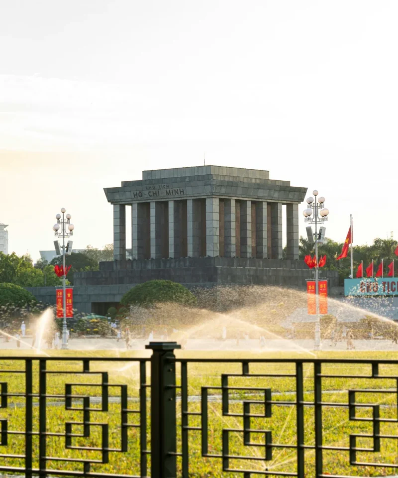 Scenic aerial view of Vietnam’s iconic destinations including Ho Chi Minh, Da Nang, Hanoi, and Halong Bay during the 7N/8D tour, offering travelers a blend of cultural heritage, historical landmarks, and natural beauty.